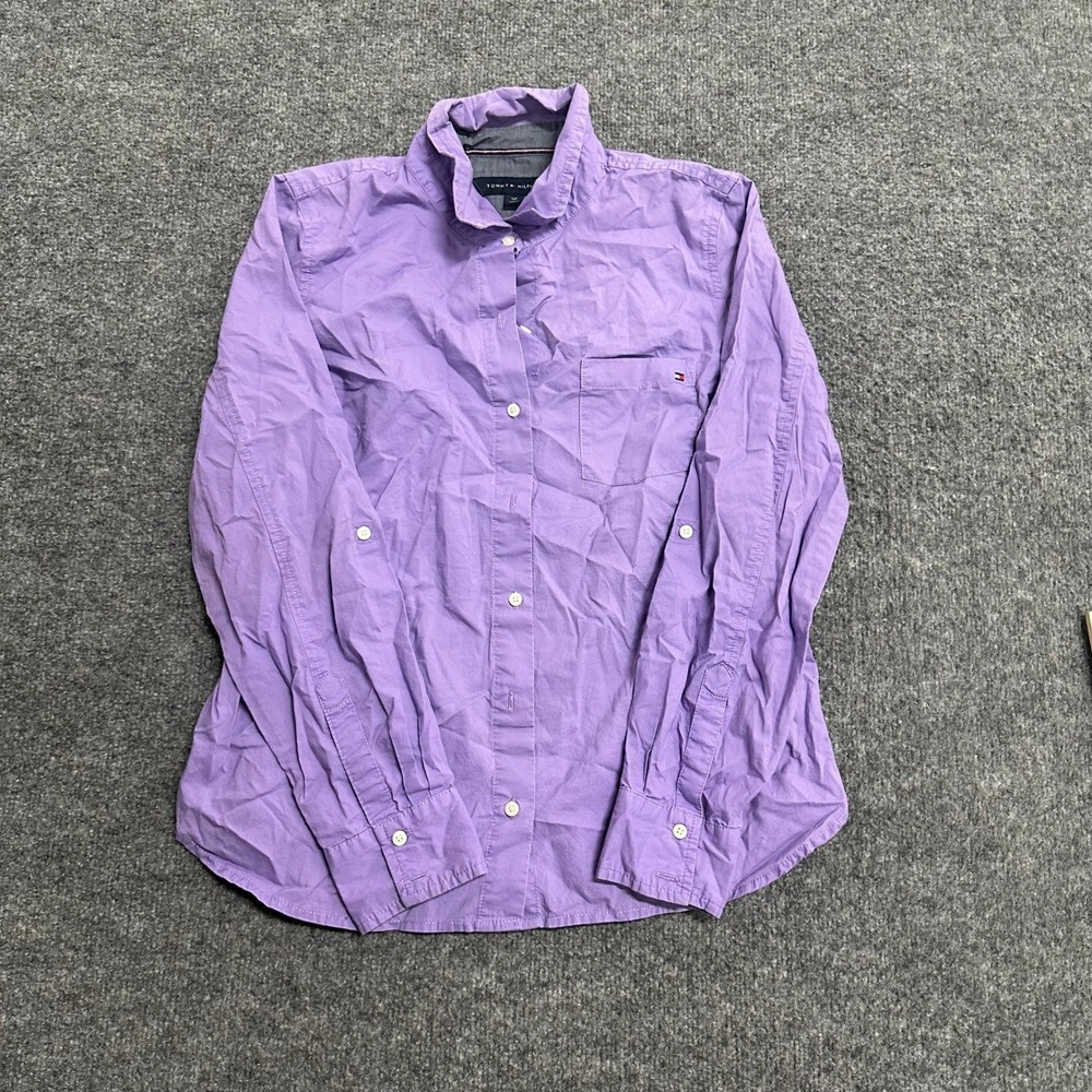 Tommy Hilfiger Shirt Womens Size S Purple Cotton Long Sleeve Button Down Casual